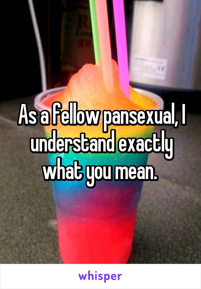 As a fellow pansexual, I understand exactly what you mean. 
