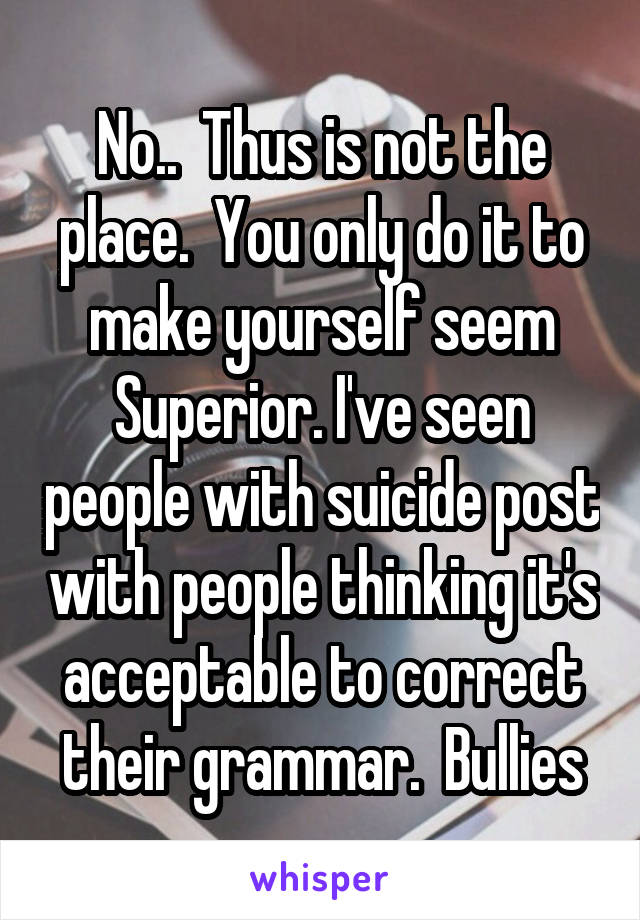 No..  Thus is not the place.  You only do it to make yourself seem Superior. I've seen people with suicide post with people thinking it's acceptable to correct their grammar.  Bullies