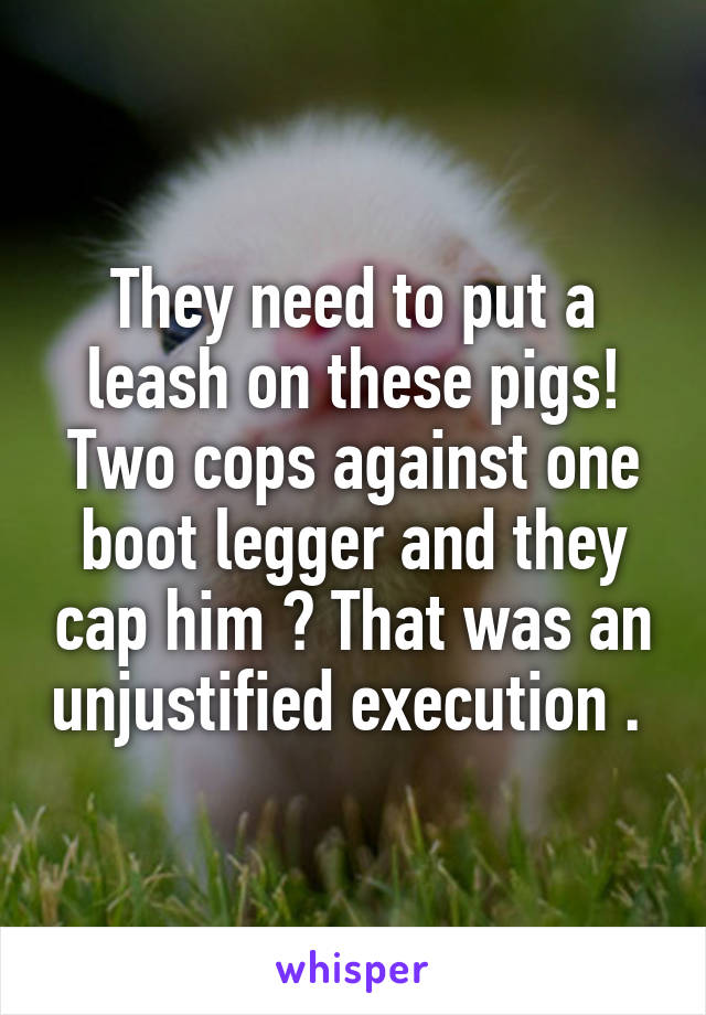 They need to put a leash on these pigs! Two cops against one boot legger and they cap him ? That was an unjustified execution . 