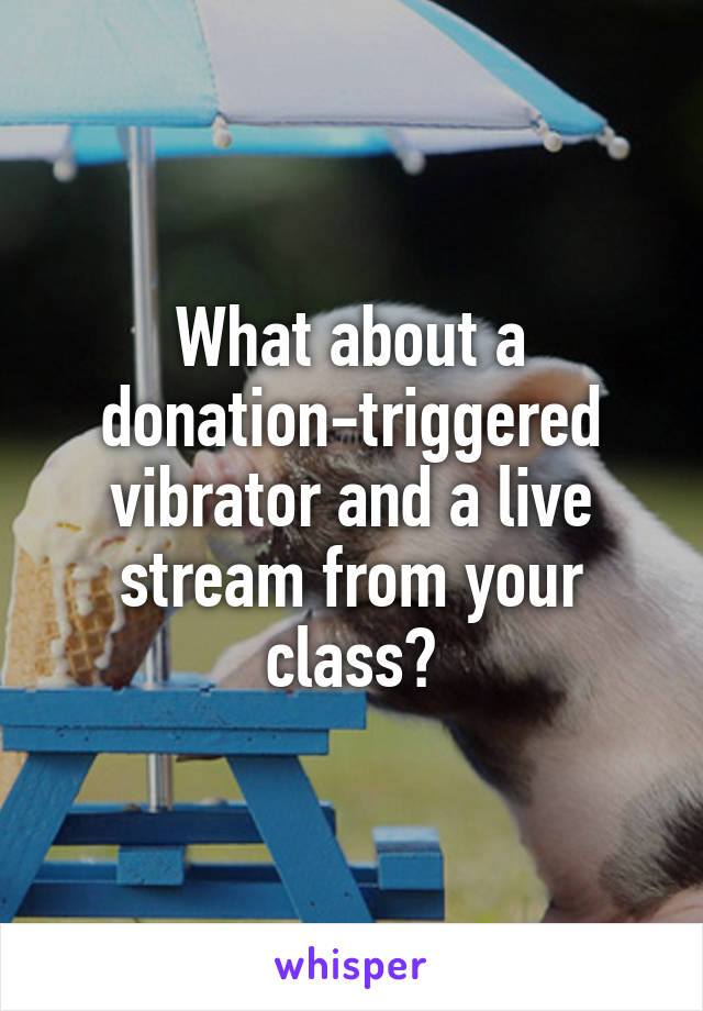 What about a donation-triggered vibrator and a live stream from your class?
