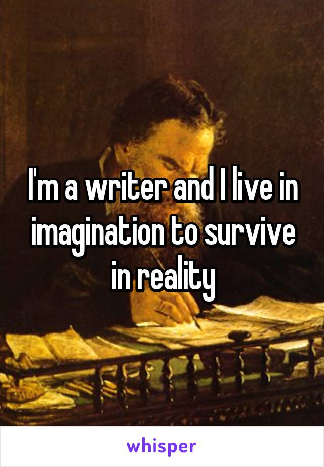 I'm a writer and I live in imagination to survive in reality