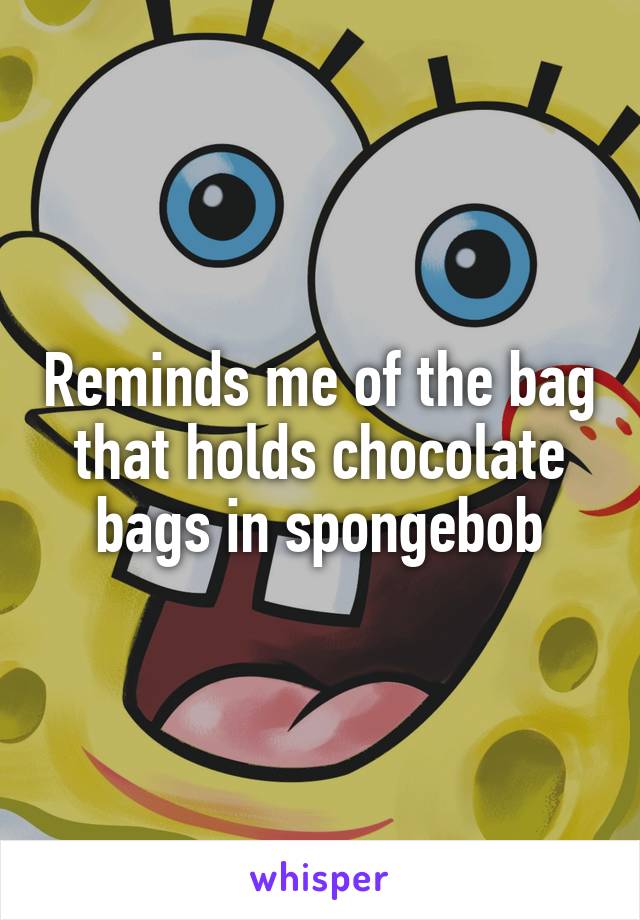 Reminds me of the bag that holds chocolate bags in spongebob