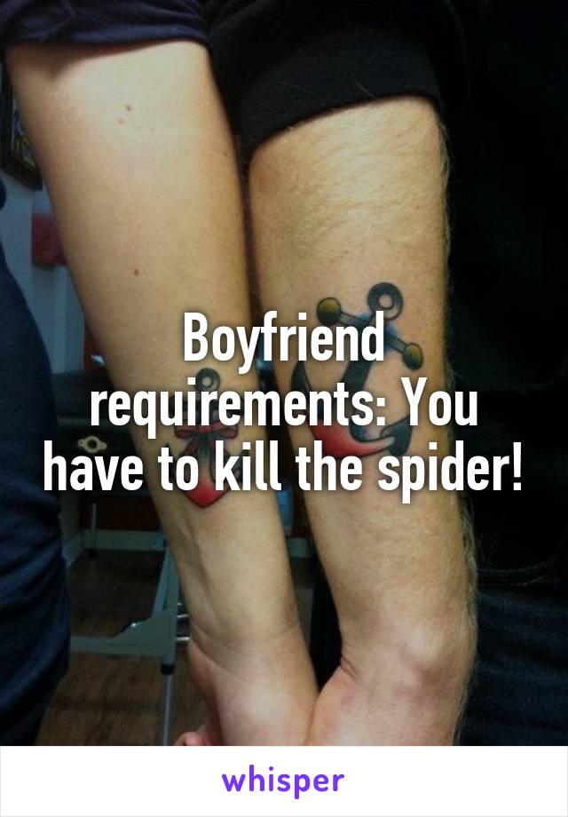 Boyfriend requirements: You have to kill the spider!
