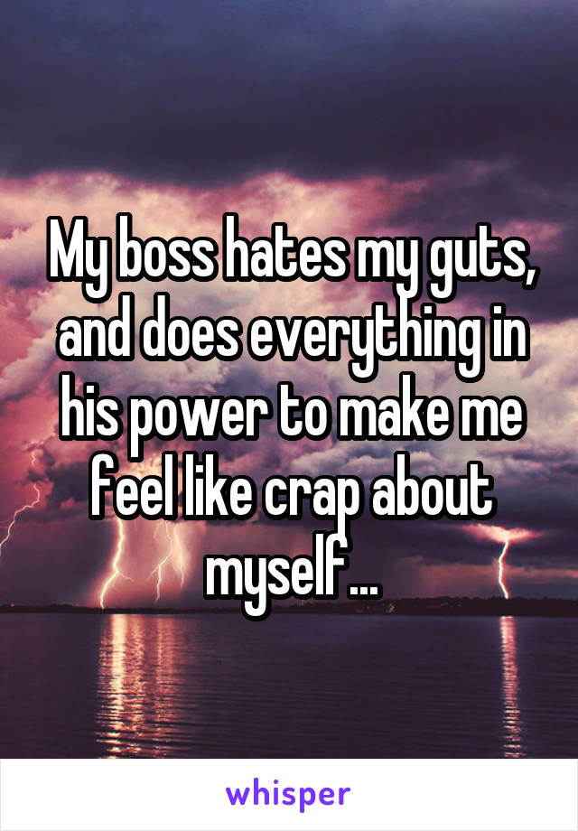 My boss hates my guts, and does everything in his power to make me feel like crap about myself...