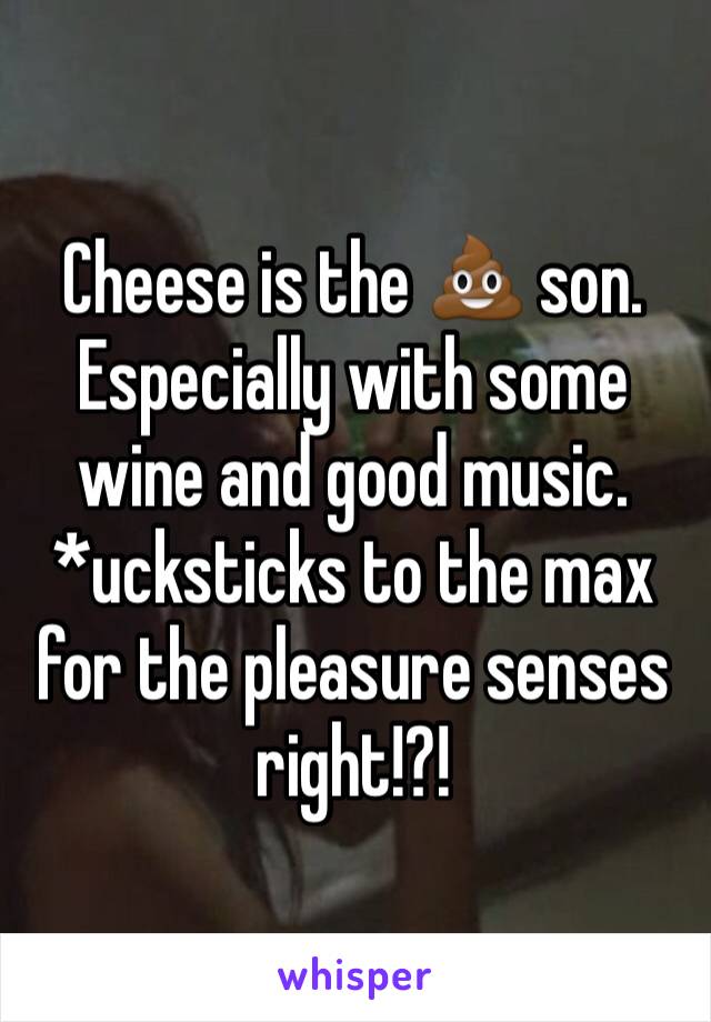 Cheese is the 💩 son.  Especially with some wine and good music.  *ucksticks to the max for the pleasure senses right!?!