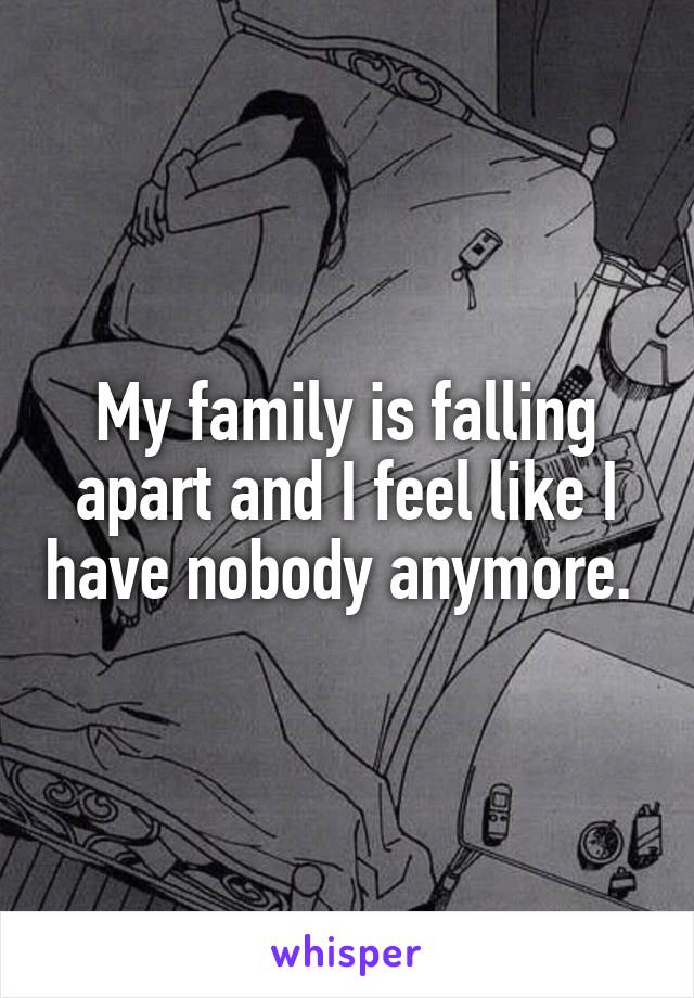 My family is falling apart and I feel like I have nobody anymore. 