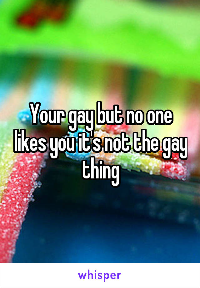 Your gay but no one likes you it's not the gay thing