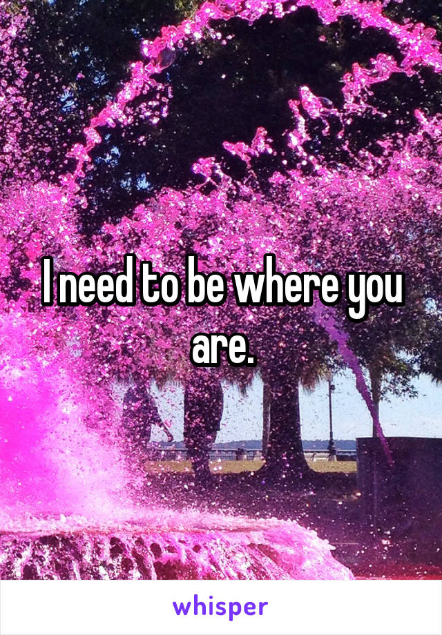 I need to be where you are.