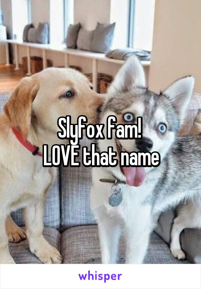 Slyfox fam! 
LOVE that name