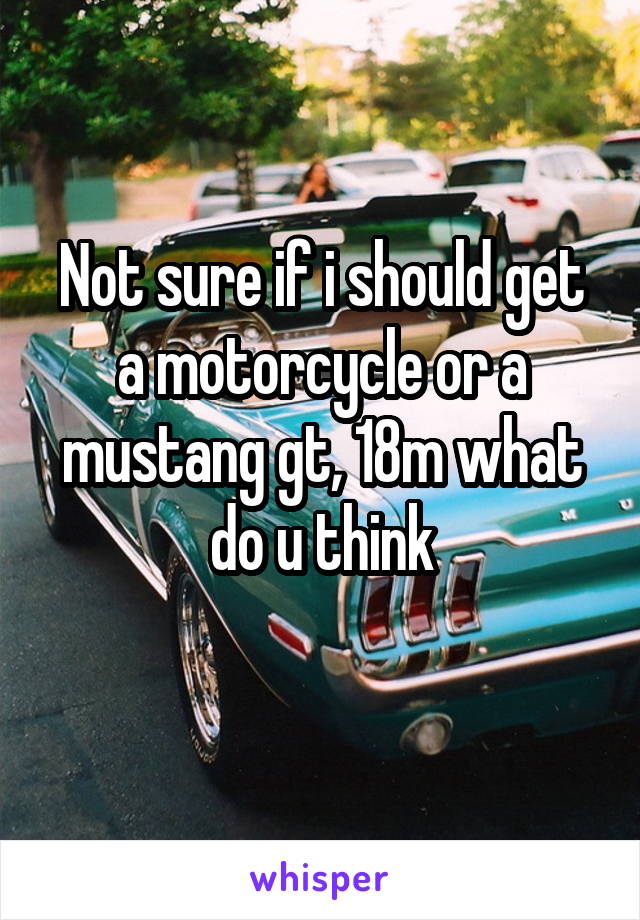 Not sure if i should get a motorcycle or a mustang gt, 18m what do u think
