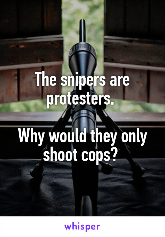 The snipers are protesters. 

Why would they only shoot cops? 