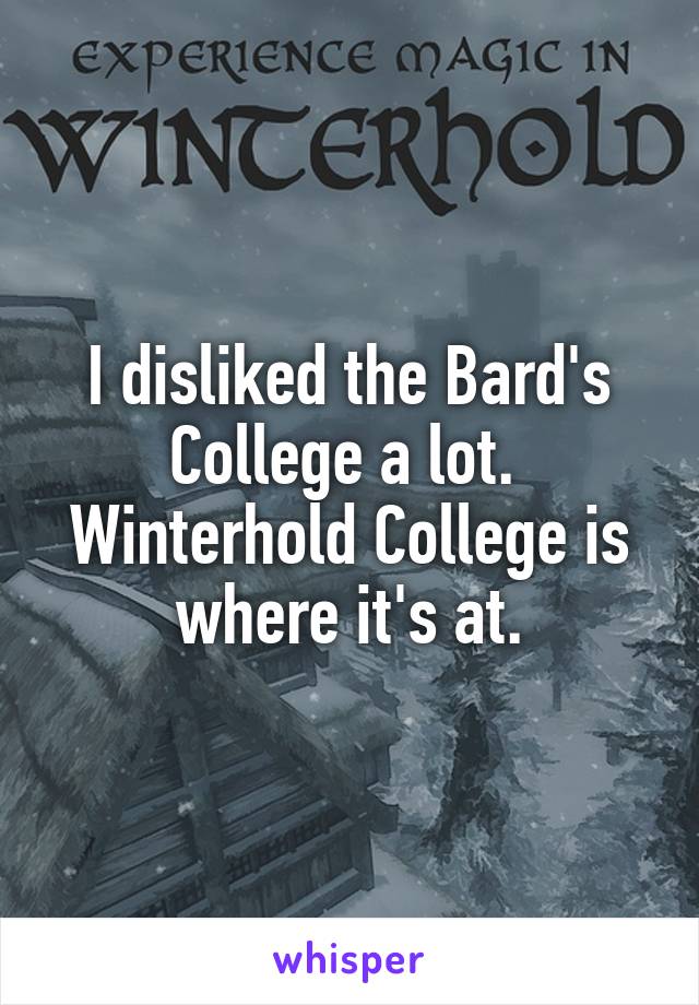 I disliked the Bard's College a lot. 
Winterhold College is where it's at.