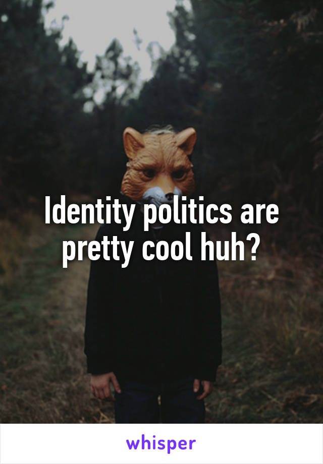 Identity politics are pretty cool huh?