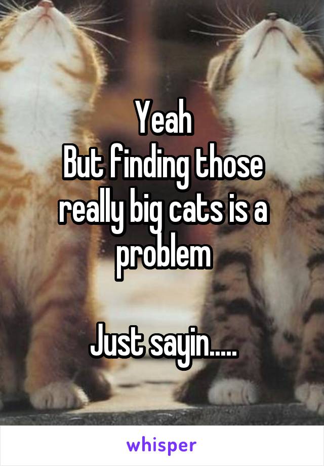 Yeah
But finding those really big cats is a problem

Just sayin.....