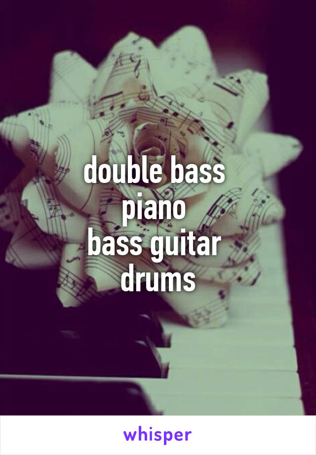 double bass 
piano 
bass guitar 
drums
