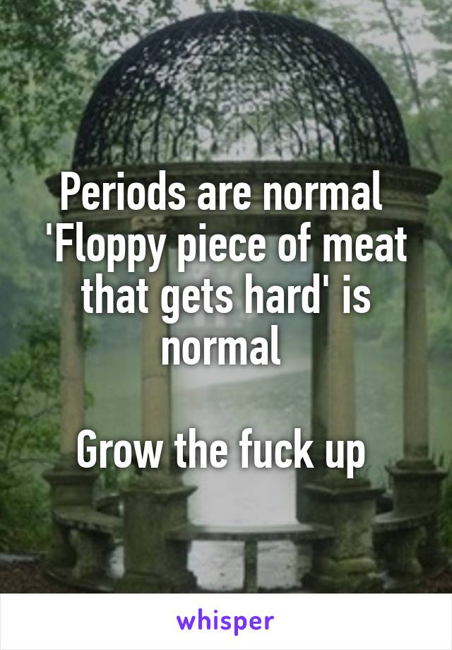Periods are normal 
'Floppy piece of meat that gets hard' is normal 

Grow the fuck up 