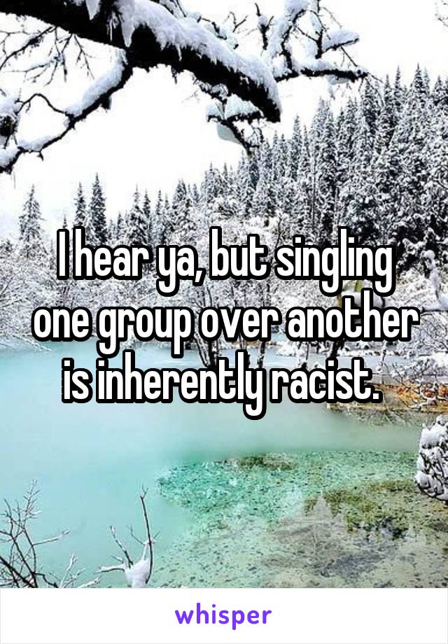 I hear ya, but singling one group over another is inherently racist. 