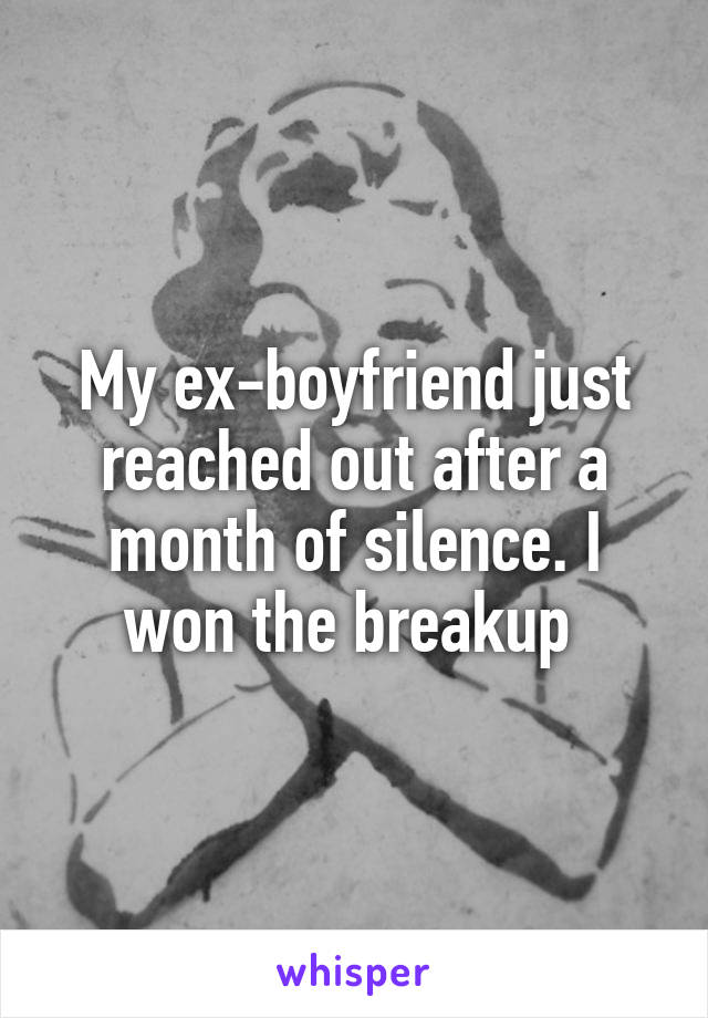 My ex-boyfriend just reached out after a month of silence. I won the breakup 