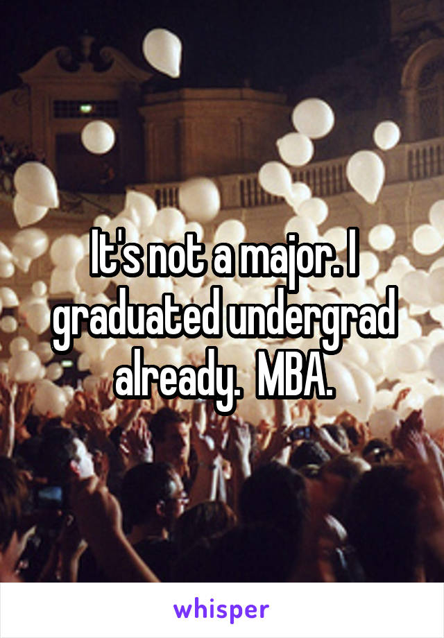 It's not a major. I graduated undergrad already.  MBA.