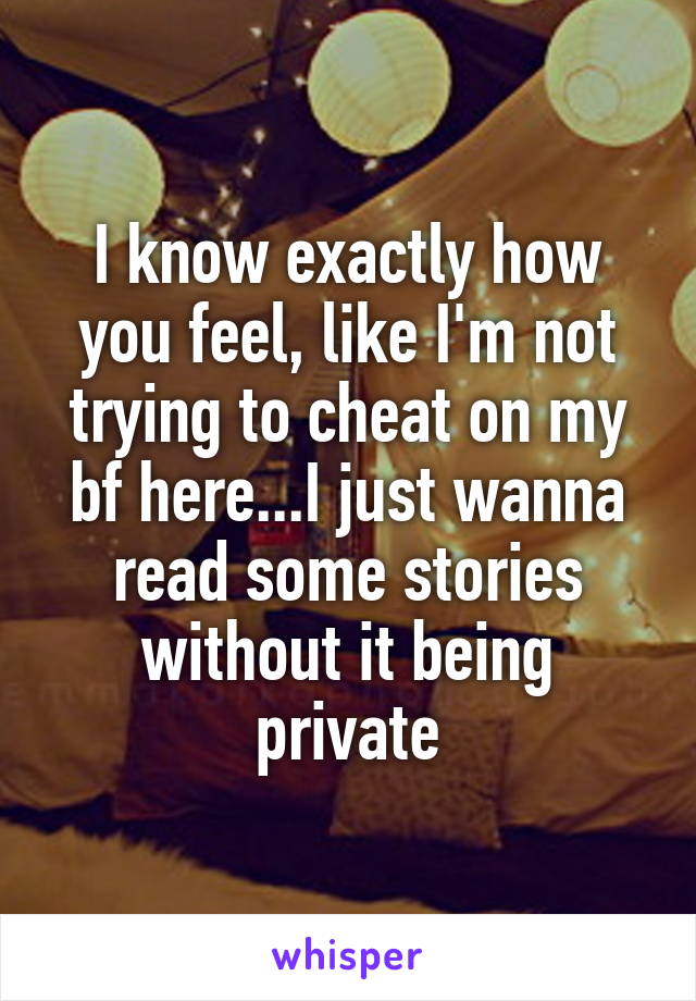 I know exactly how you feel, like I'm not trying to cheat on my bf here...I just wanna read some stories without it being private