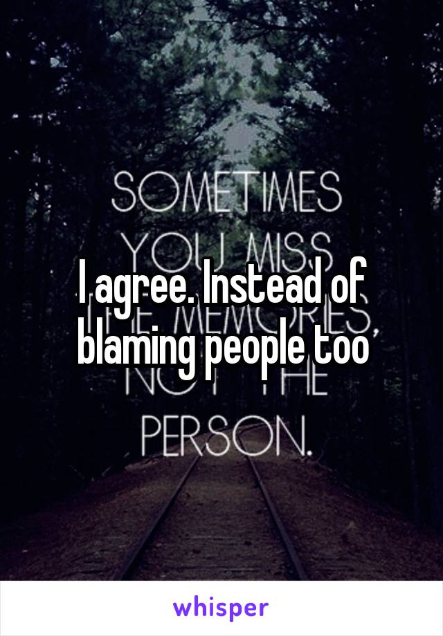 I agree. Instead of blaming people too