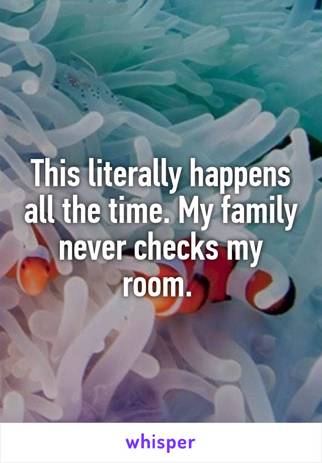 This literally happens all the time. My family never checks my room. 