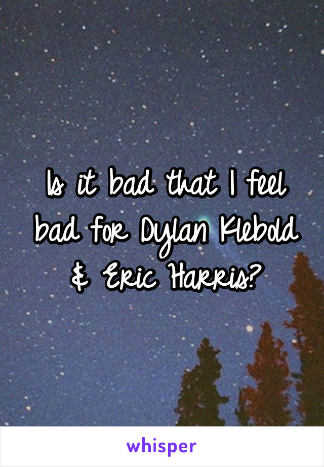 Is it bad that I feel bad for Dylan Klebold & Eric Harris?