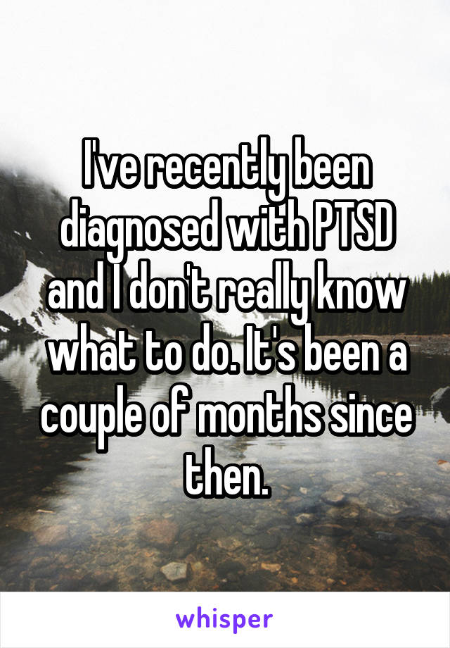 I've recently been diagnosed with PTSD and I don't really know what to do. It's been a couple of months since then.