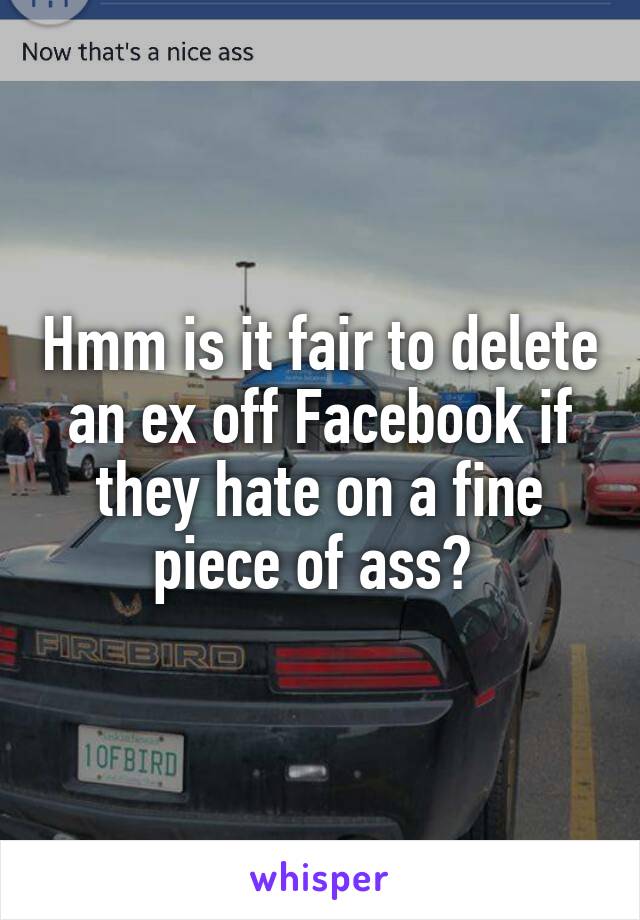 Hmm is it fair to delete an ex off Facebook if they hate on a fine piece of ass? 