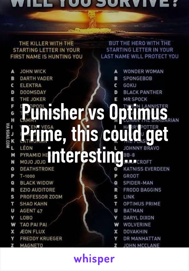 Punisher vs Optimus Prime, this could get interesting... 