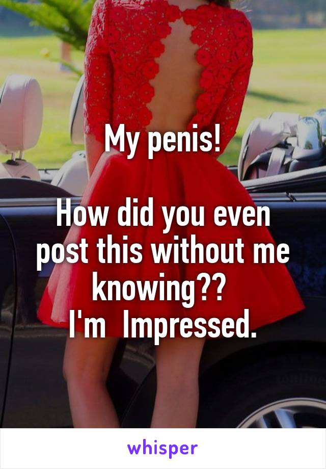 My penis!

How did you even post this without me knowing?? 
I'm  Impressed.