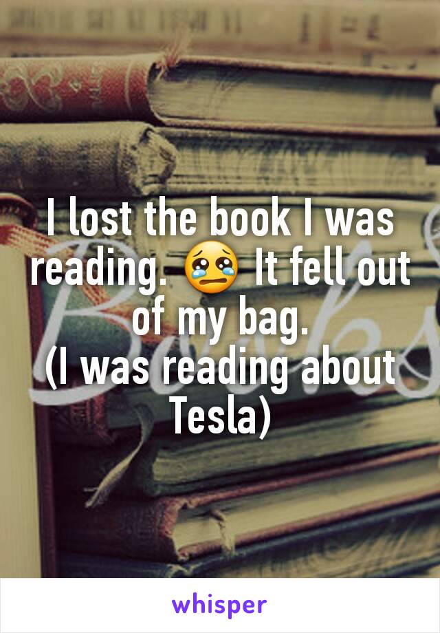 I lost the book I was reading. 😢 It fell out of my bag.
(I was reading about Tesla)