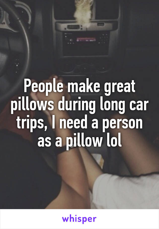 People make great pillows during long car trips, I need a person as a pillow lol