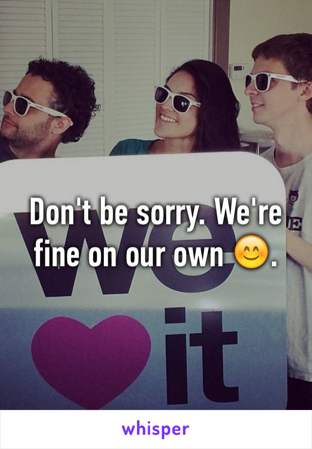 Don't be sorry. We're fine on our own 😊. 