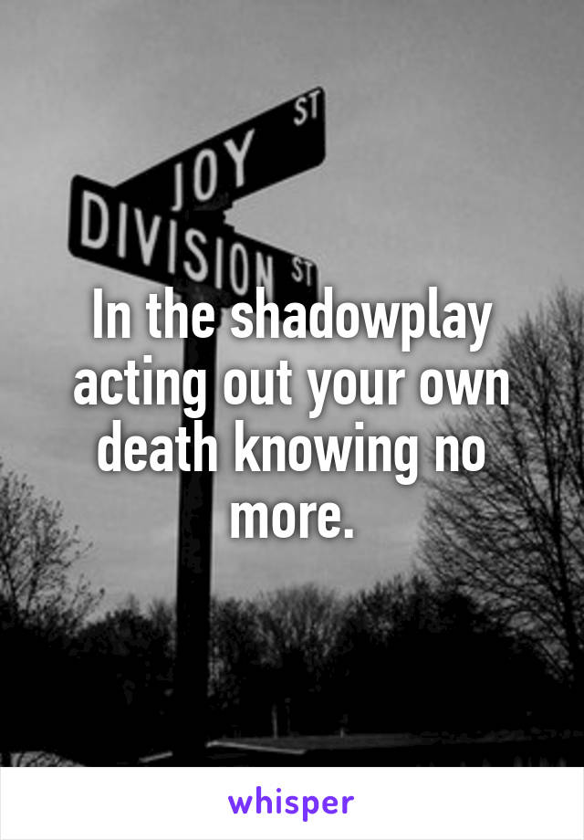 In the shadowplay acting out your own death knowing no more.