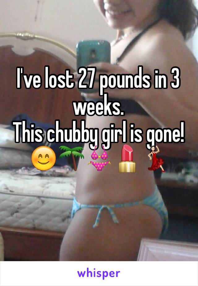 I've lost 27 pounds in 3 weeks.
This chubby girl is gone!
😊🌴👙💄💃🏻