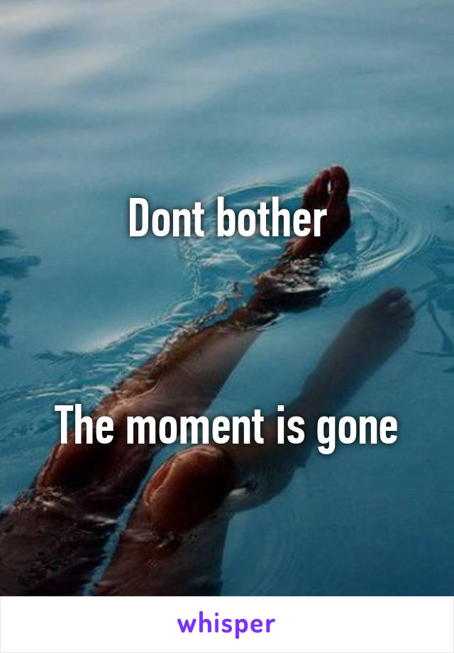 Dont bother



The moment is gone