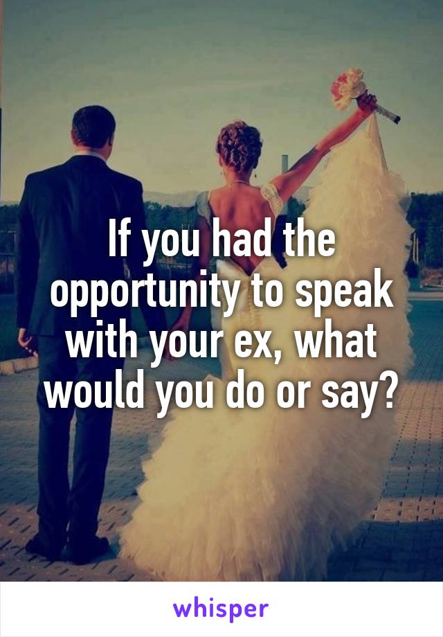 If you had the opportunity to speak with your ex, what would you do or say?