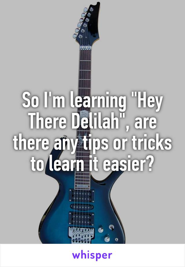 So I'm learning "Hey There Delilah", are there any tips or tricks to learn it easier?