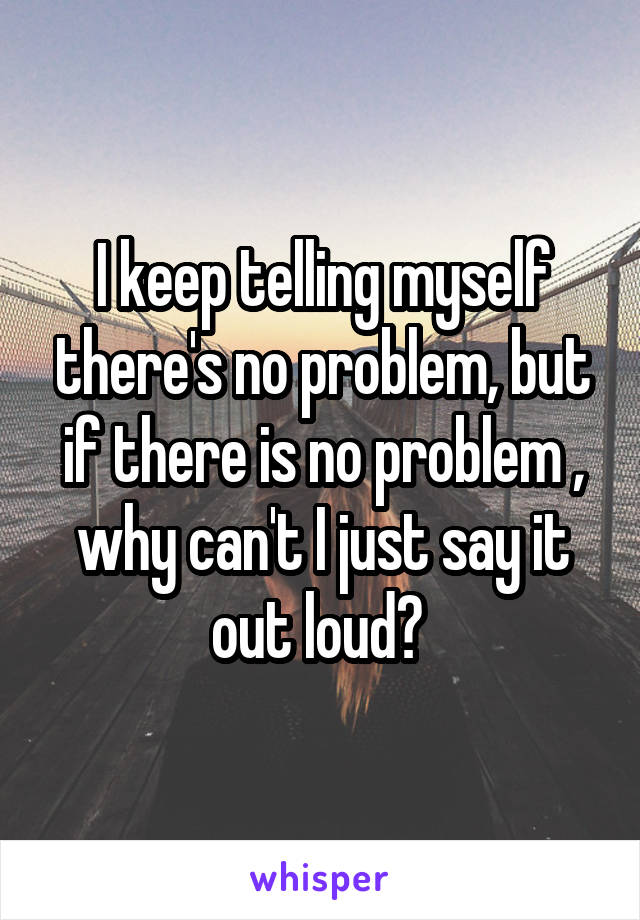 I keep telling myself there's no problem, but if there is no problem , why can't I just say it out loud? 