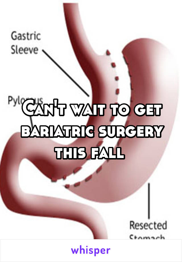 Can't wait to get bariatric surgery this fall 