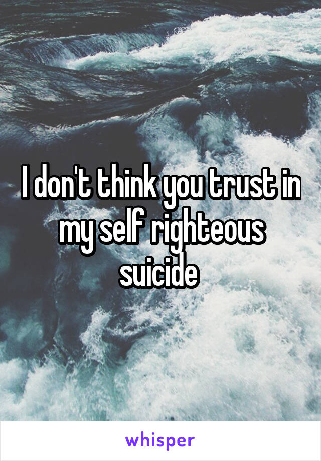 I don't think you trust in my self righteous suicide 