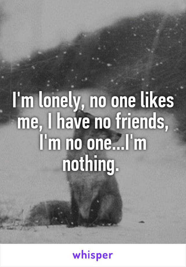 I'm lonely, no one likes me, I have no friends, I'm no one...I'm nothing. 