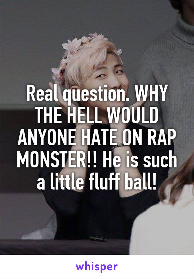 Real question. WHY THE HELL WOULD ANYONE HATE ON RAP MONSTER!! He is such a little fluff ball!