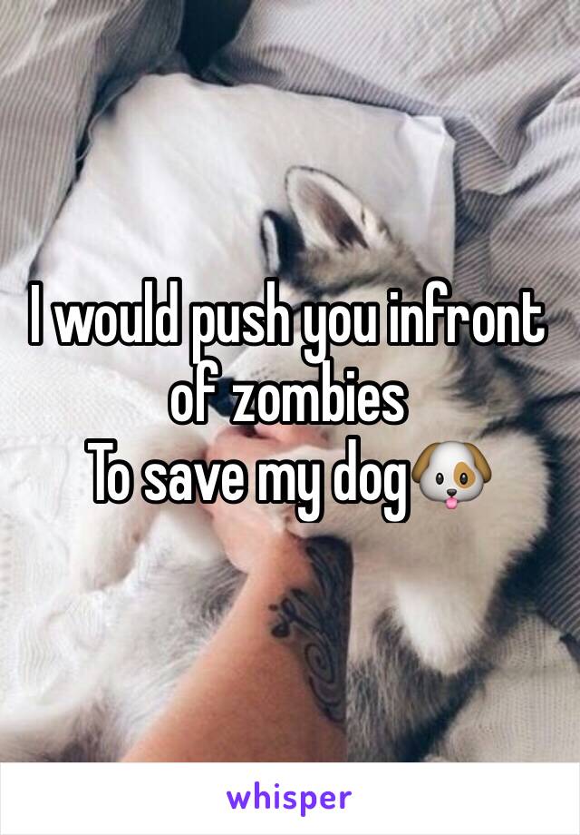 I would push you infront of zombies 
To save my dog🐶