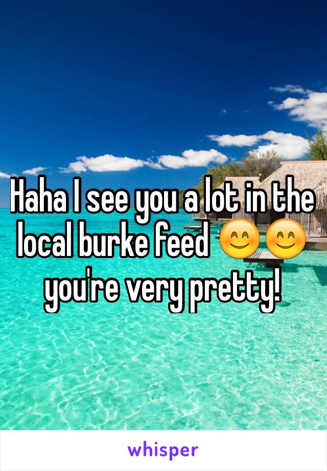 Haha I see you a lot in the local burke feed 😊😊 you're very pretty! 