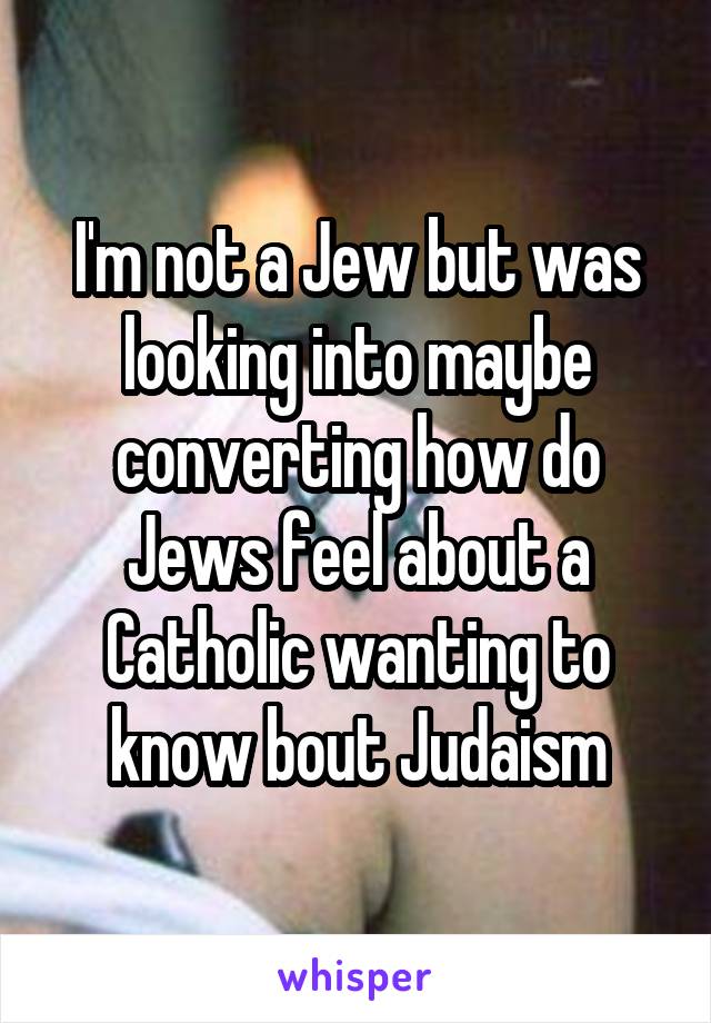 I'm not a Jew but was looking into maybe converting how do Jews feel about a Catholic wanting to know bout Judaism