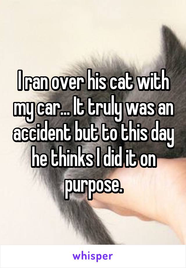 I ran over his cat with my car... It truly was an accident but to this day he thinks I did it on purpose.