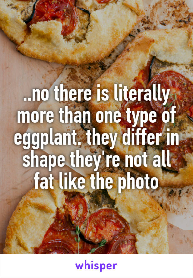 ..no there is literally more than one type of eggplant. they differ in shape they're not all fat like the photo