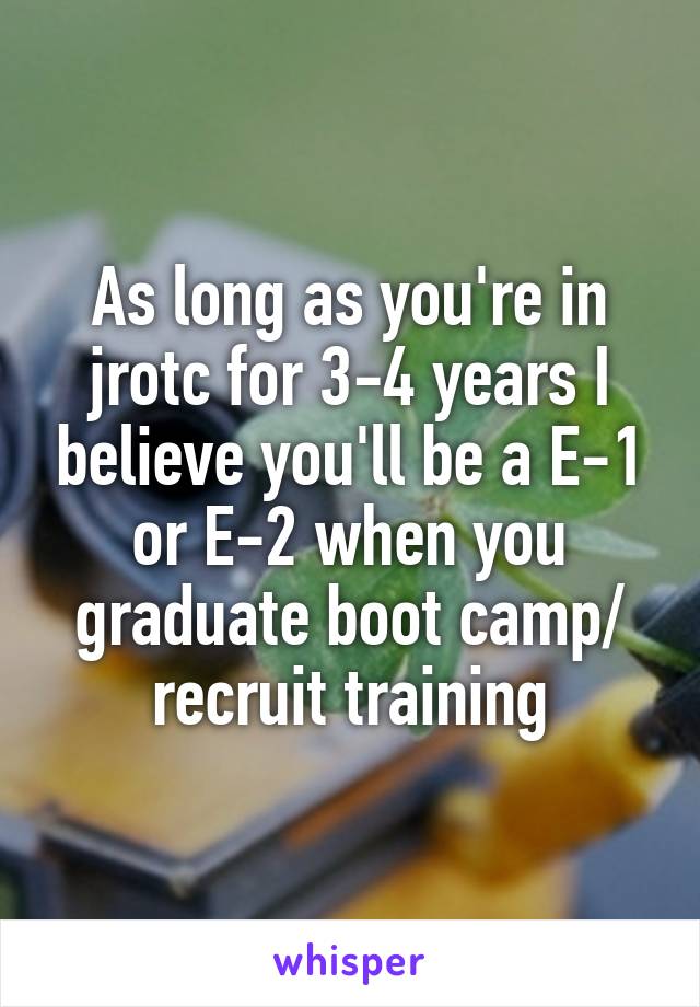 As long as you're in jrotc for 3-4 years I believe you'll be a E-1 or E-2 when you graduate boot camp/ recruit training